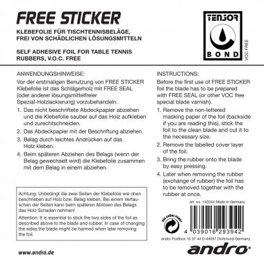 Andro Gluing sheet Free Sticker