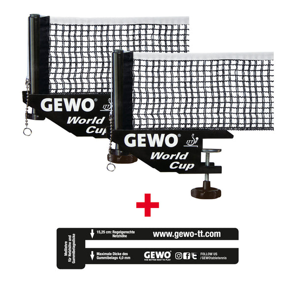 Gewo Set 2 x Net & Post World Cup black + 1 gauging tool